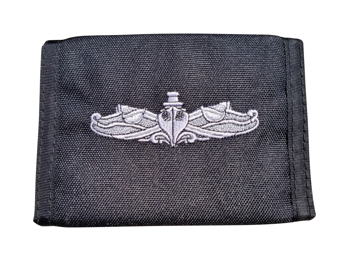 High Velocity Military Wallets. Each wallet has a logo and ID window.