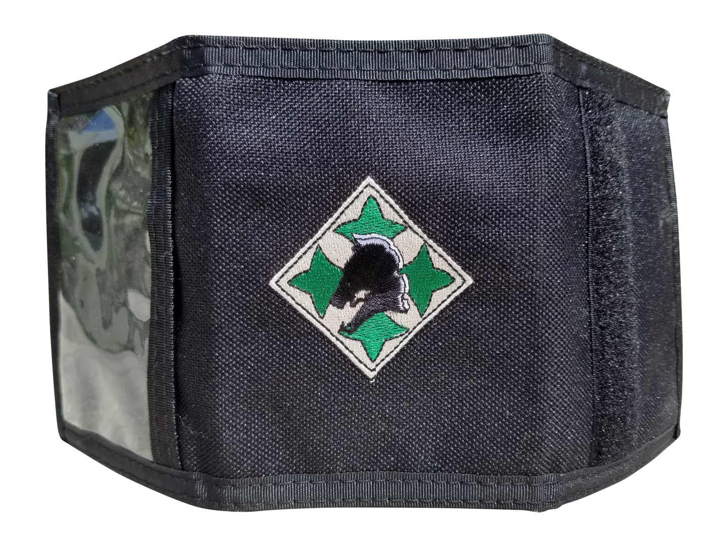 High Velocity Military Wallets. Each wallet has a logo and ID window.