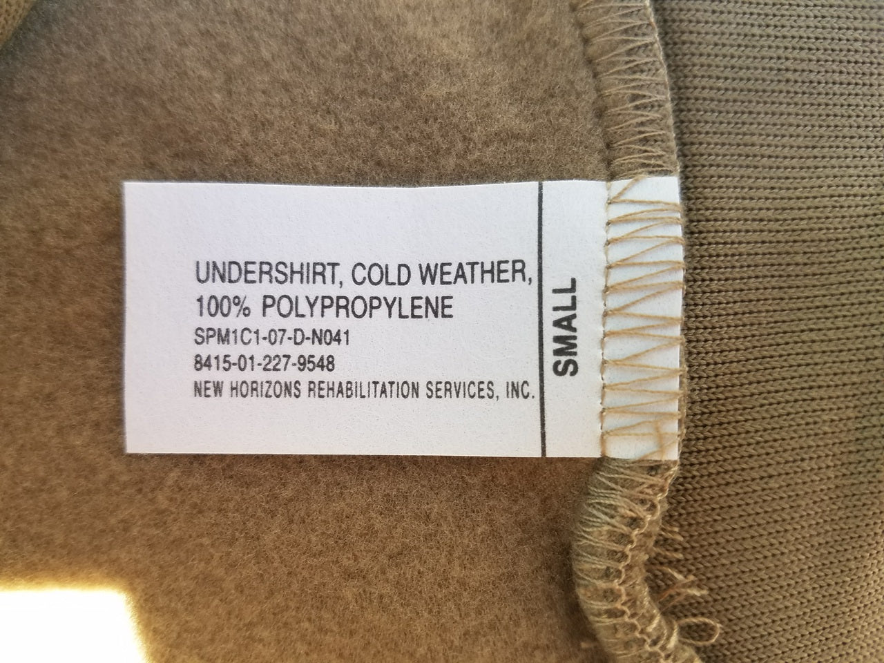 Military Coyote Polypropylene Cold Weather Undershirt - New - NSN: 8415-01-227-9549