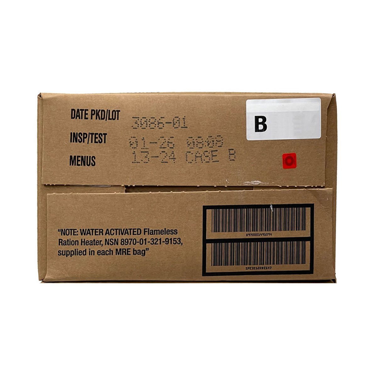 Genuine US Military MRES (Meals Ready-to-Eat) CERTIFIED FRESH A, B, AND A&B CASES - INSPECTION DATE: JAN 2026 OR NEWER