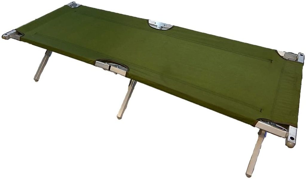 USGI Military Folding Cot Color: Olive Drab Green US genuine issue military tri-folding cot.