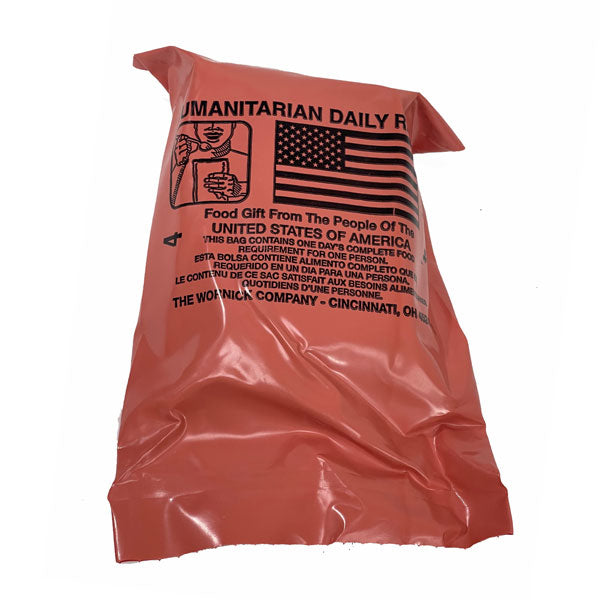 MRE Meals Ready to Eat Humanitarian Daily Rations (No Heater) - Single Meal (2 Servings)
