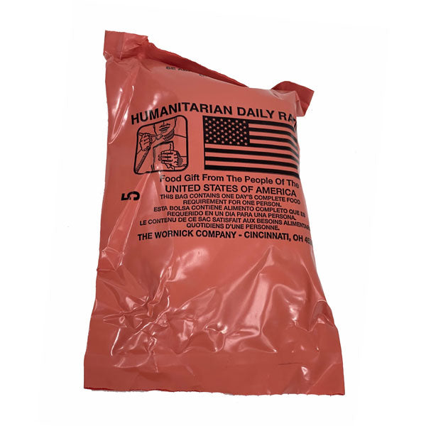 MRE Meals Ready to Eat Humanitarian Daily Rations (No Heater) - Single Meal (2 Servings)