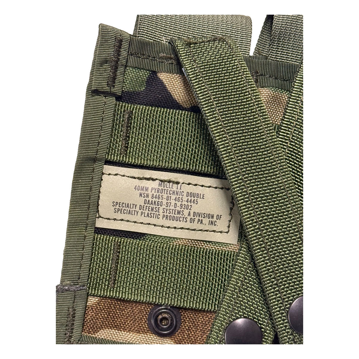 USGI MOLLE II Double 40mm Pyrotechnic Pouch Woodland M81 BDU