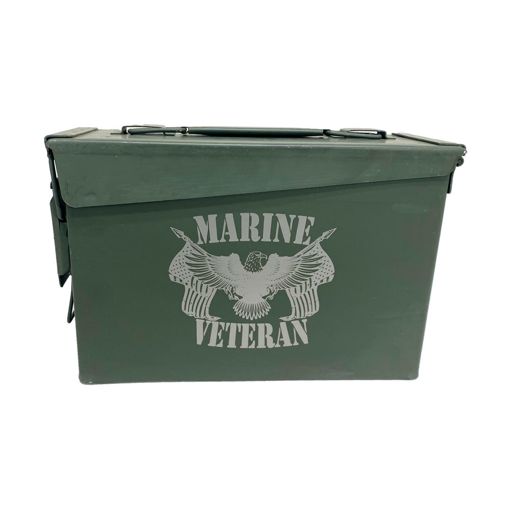 One (1) Laser Engraved "VETERAN - MARINE" Used Grade 1 Ammo Can with or w/o Lock Kit