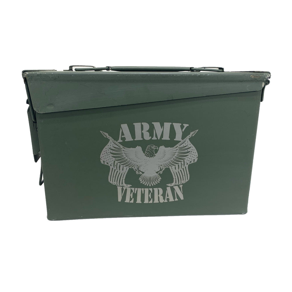 One (1) Laser Engraved "VETERAN - ARMY" Used Grade 1 Ammo Can with or w/o Lock Kit