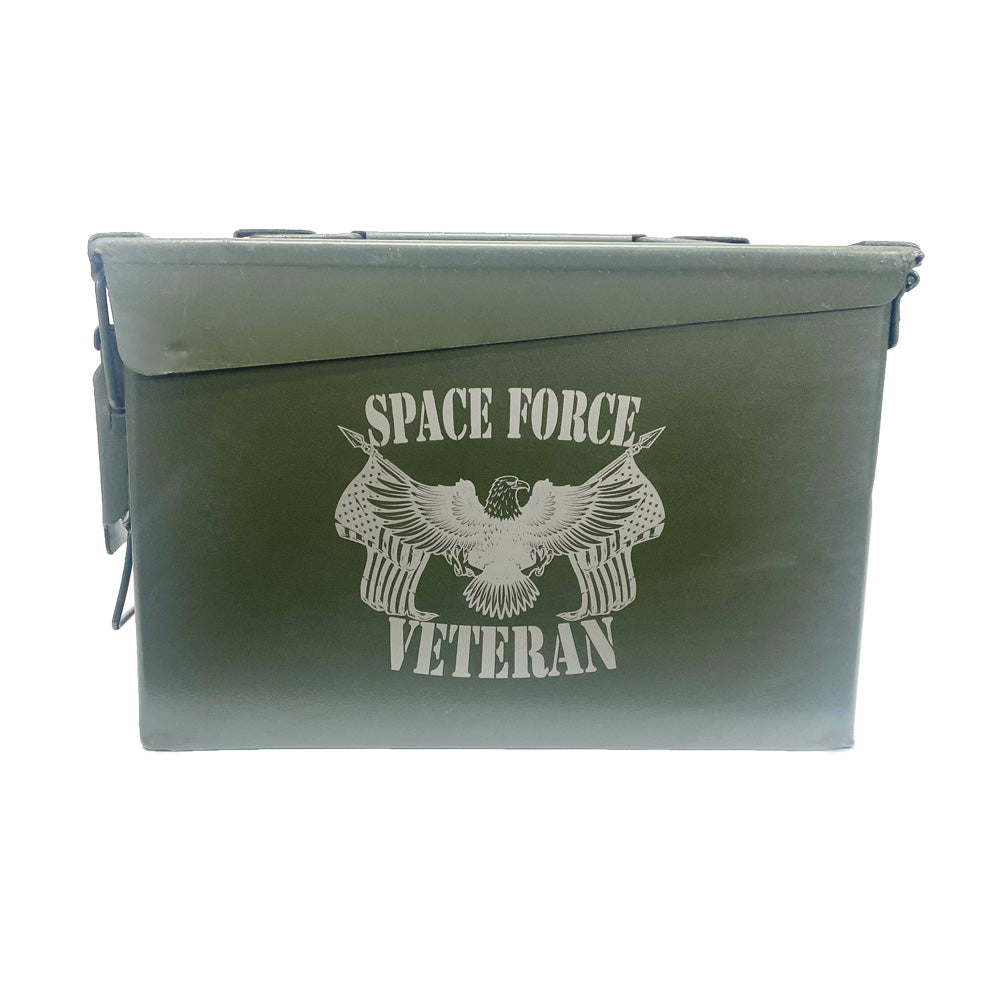 One (1) Laser Engraved "VETERAN - SPACE FORCE" Used Grade 1 Ammo Can with or w/o Lock Kit