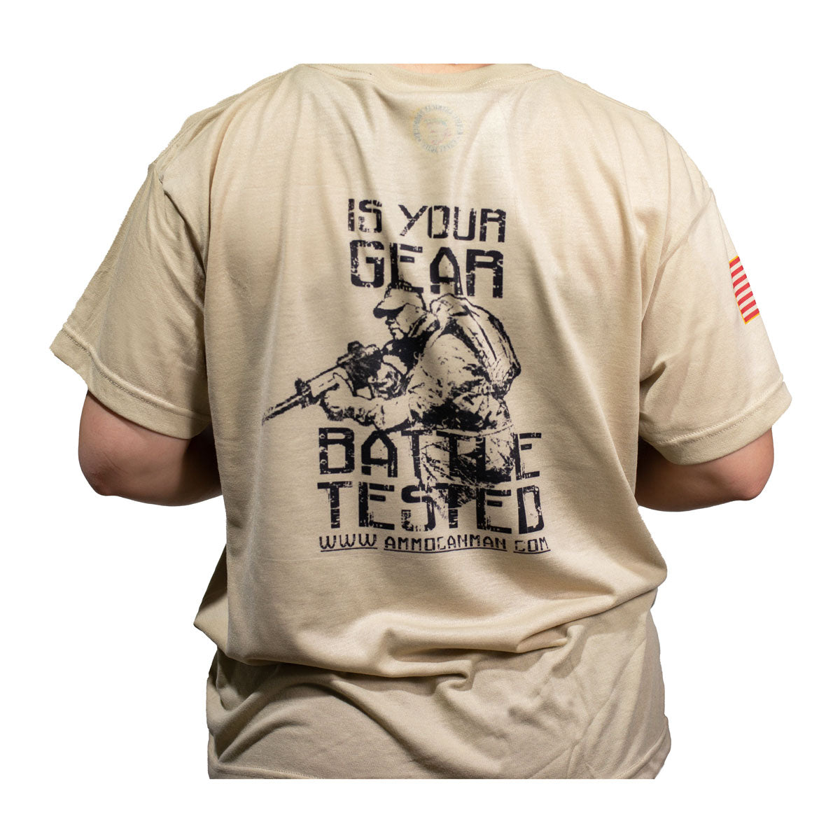 Ammo Can Man USGI T-Shirts Choose DTF, Sublimation or Sublimation Grayscale Color: Desert Tan