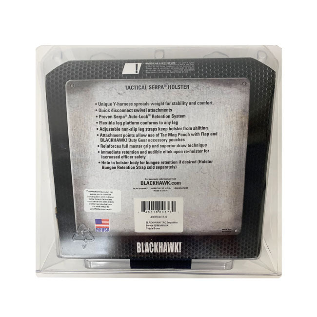 Blackhawk L2 SERPA Tactical Holster and Leg Rig, Beretta 92/96/M9/M9A1 - New - NSN:1095-01-533-3009