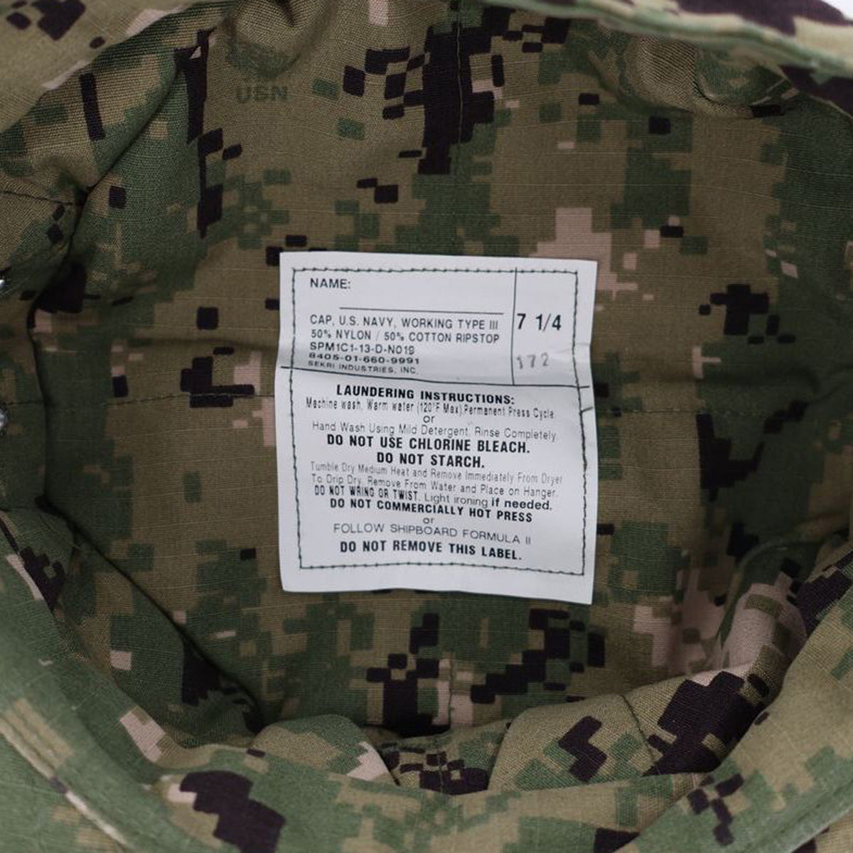 USGI US Navy NWU Type III 8-Point Utility Cap w/ ACE