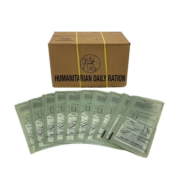 MRE Meals Ready to Eat Humanitarian Daily Rations Case w/10 heaters