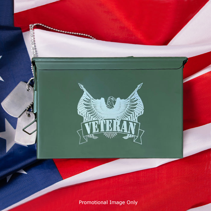 Laser Engraved "Veteran"Grade 1 Fat 50 Ammo Cans
