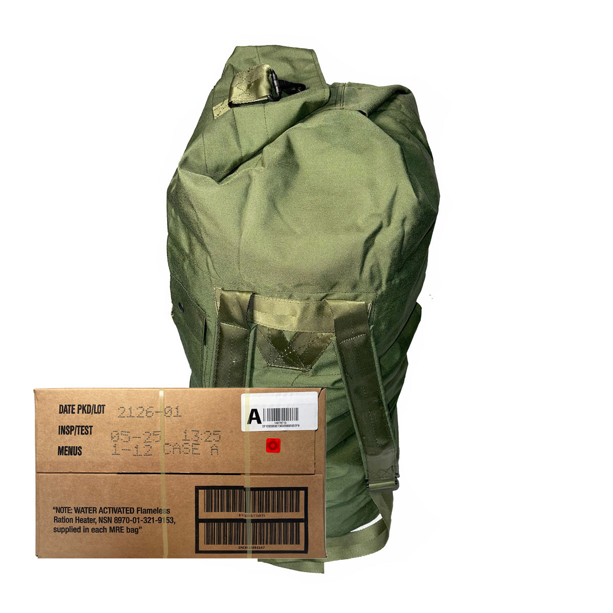 MILITARY MRE CASE COMBO with Duffel Bag