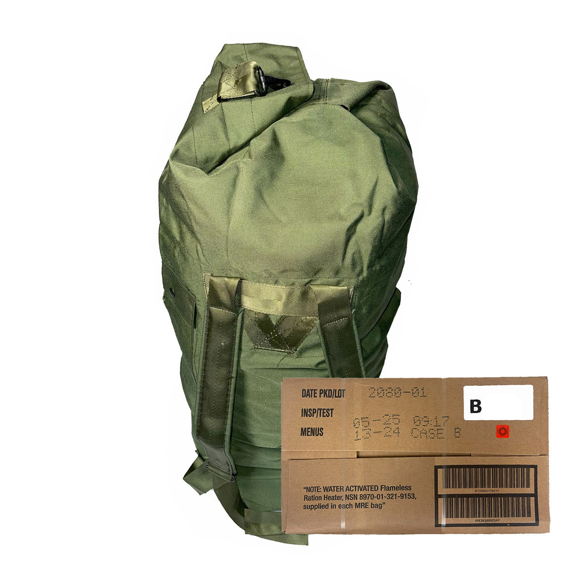 MILITARY MRE CASE COMBO with Duffel Bag