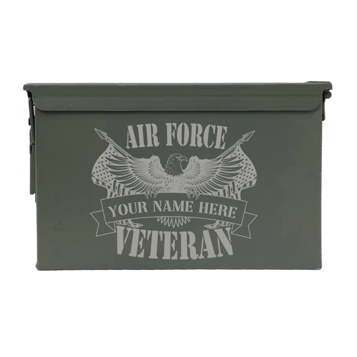 Laser Engraved - AIR FORCE - Veteran Used Grade 1 Ammo Cans - 30 Cal, 50 Cal or Fat 50