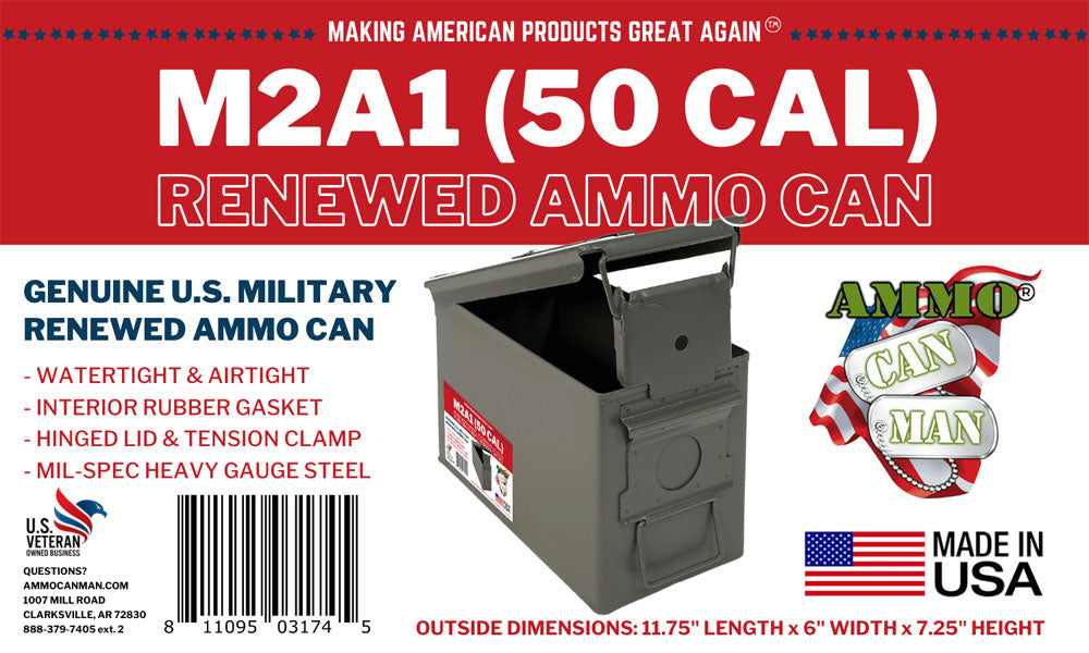 Used 50 Cal Ammo Can Renewed Decal - NSN: 8140-00-960-1699