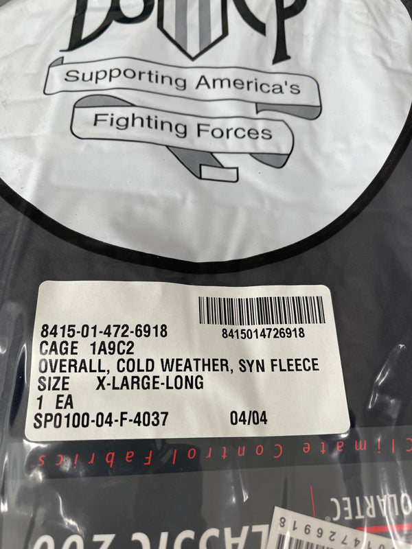 Military Black US Military Polartec Fleece Bib Overalls New - NSN: 8415-01-472-691