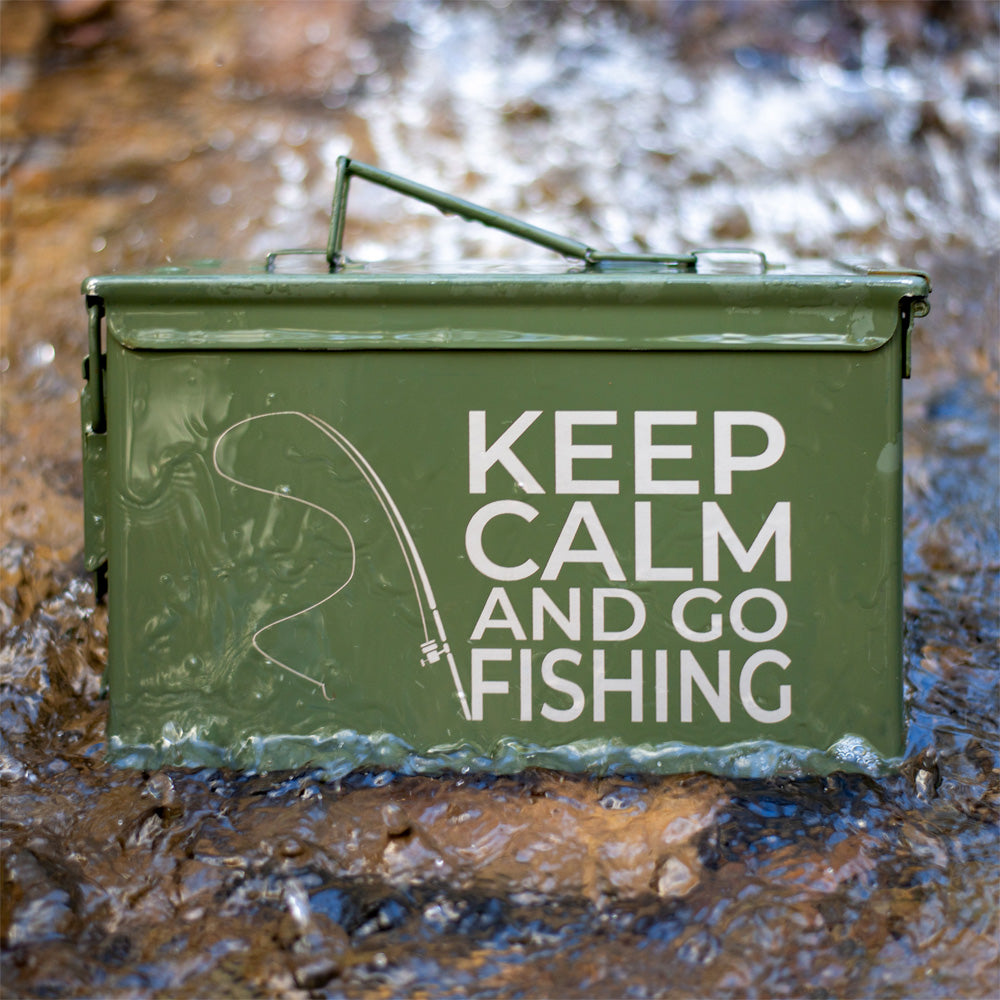Laser Engraved "Veteran"Grade 1 30 Cal Ammo Cans - Keep Calm Go Fishing