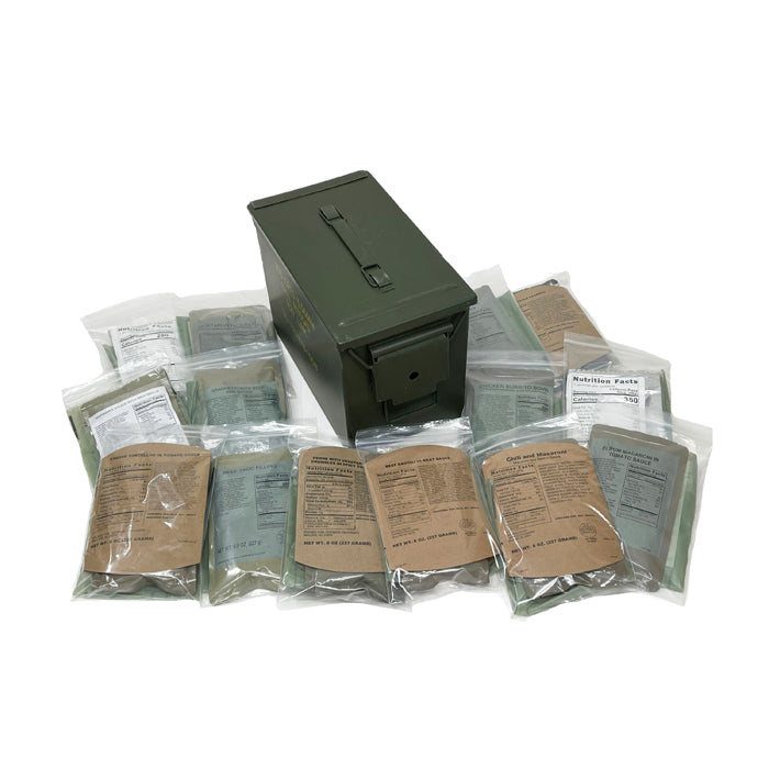 Fat 50 Cal Ammo Can Grade 1 w/15 MRE Entrees