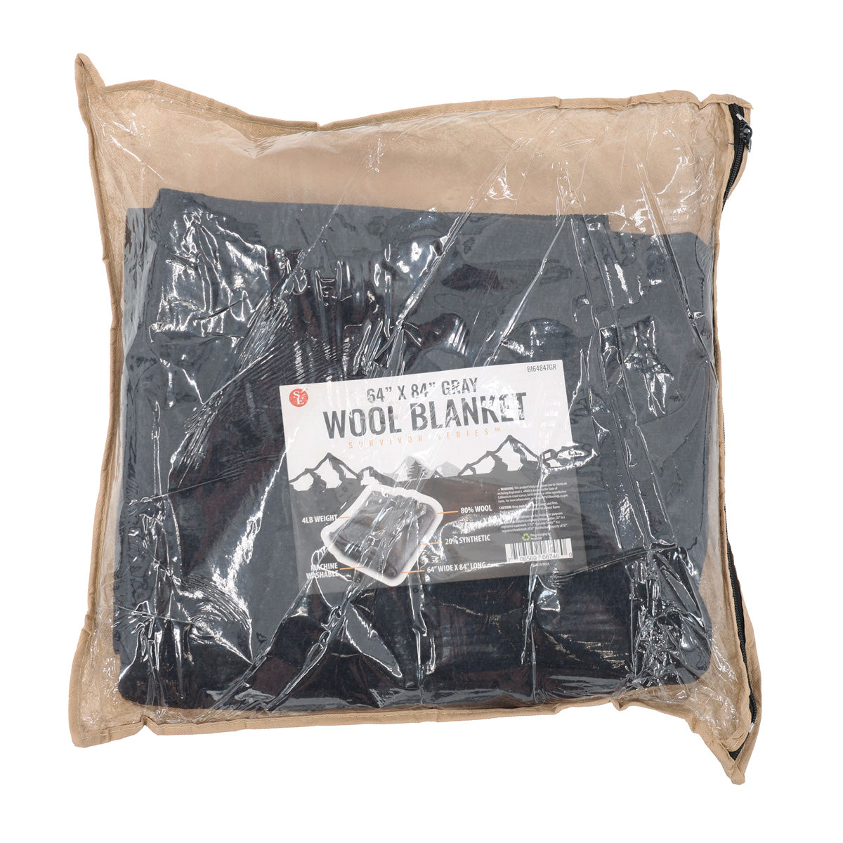 64" x 84" 4-lb. Warm Blanket with 80% Wool - Gray