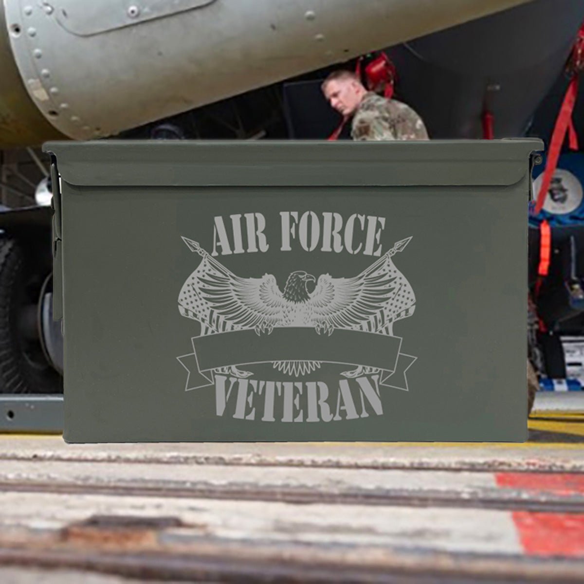Laser Engraved - AIR FORCE - Veteran Used Grade 1 Ammo Cans - 30 Cal, 50 Cal or Fat 50
