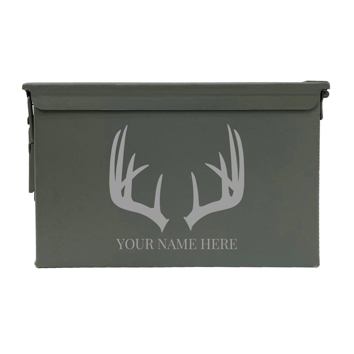 Laser Engraved - ANTLERS - Used Grade 1 Ammo Cans - 30 Cal, 50 Cal or Fat 50