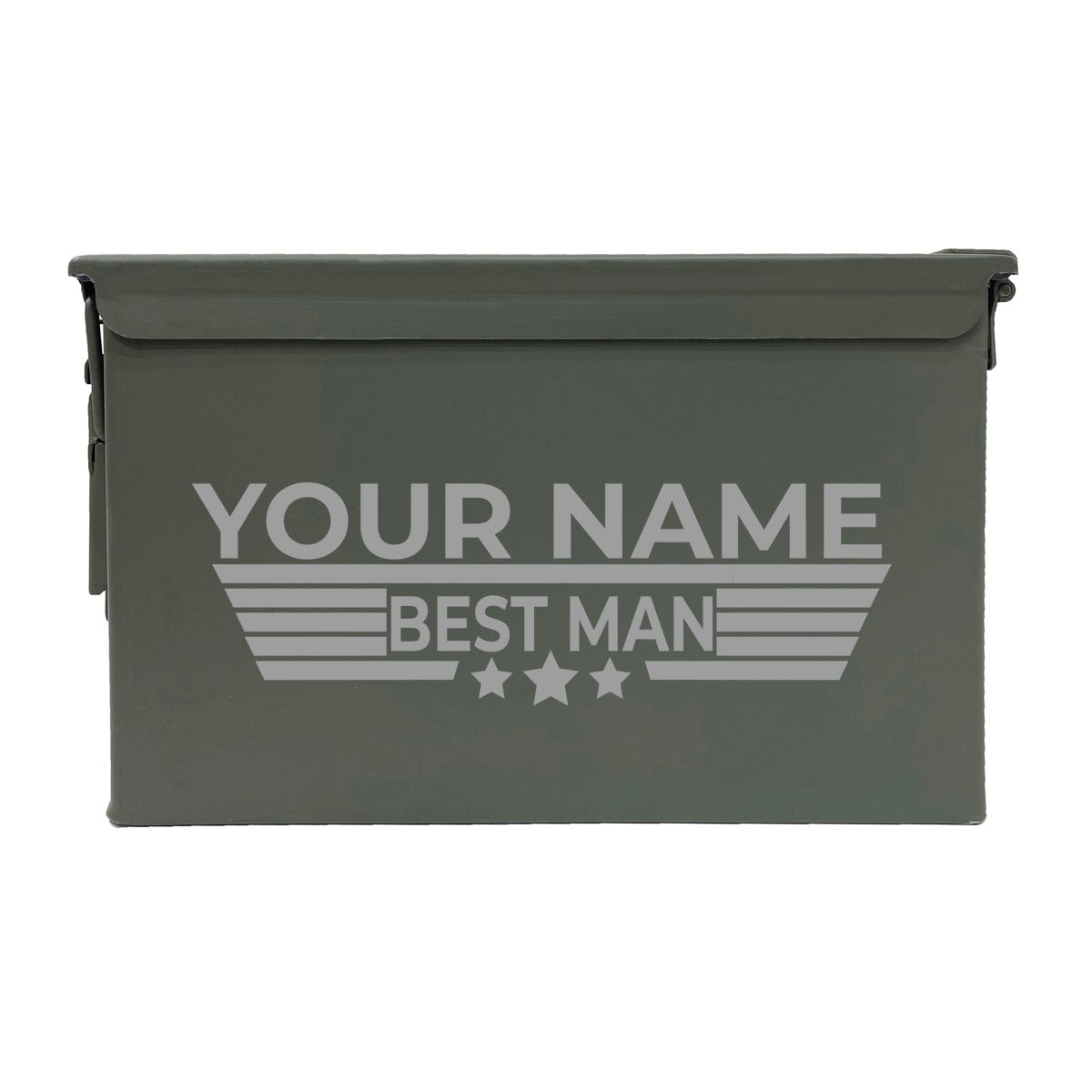 Laser Engraved - BEST MAN STARS - Used Grade 1 Ammo Cans - 30 Cal, 50 Cal or Fat 50