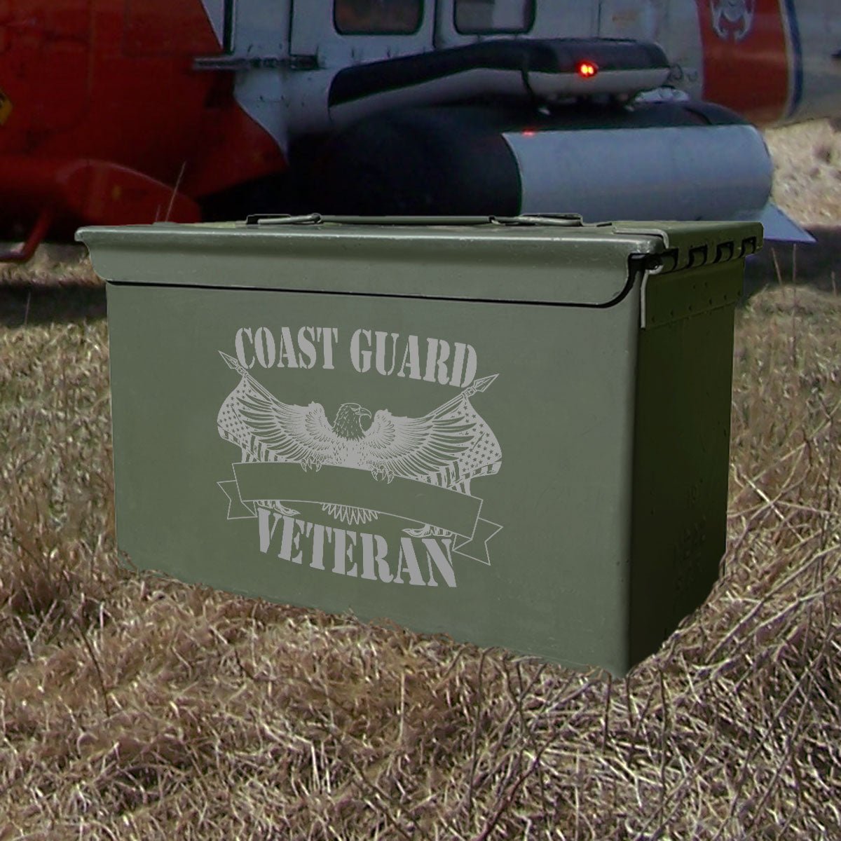 Laser Engraved - COAST GUARD - Veteran Used Grade 1 Ammo Cans - 30 Cal, 50 Cal or Fat 50