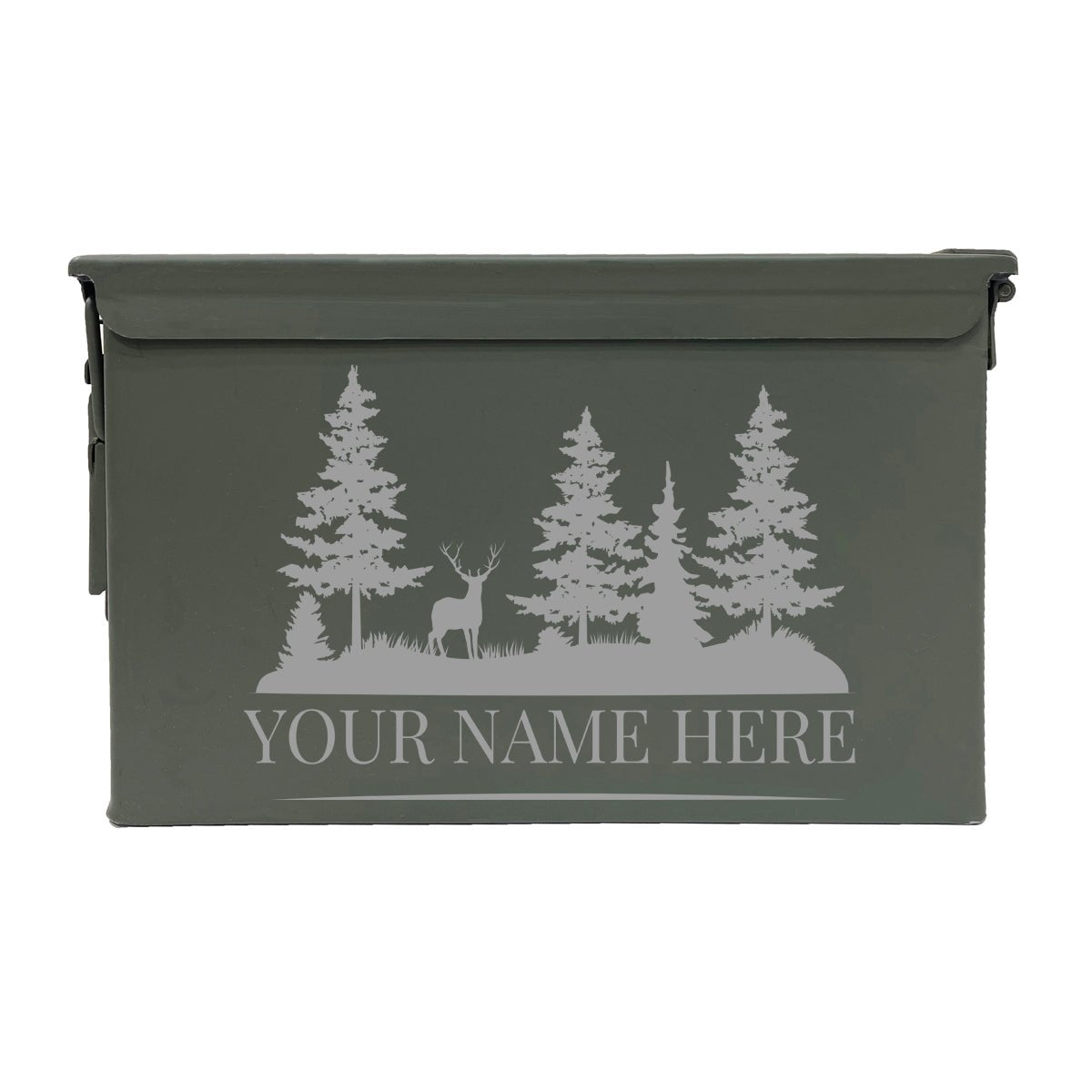Laser Engraved - DEER LANDSCAPE - Used Grade 1 Ammo Cans - 30 Cal, 50 Cal or Fat 50