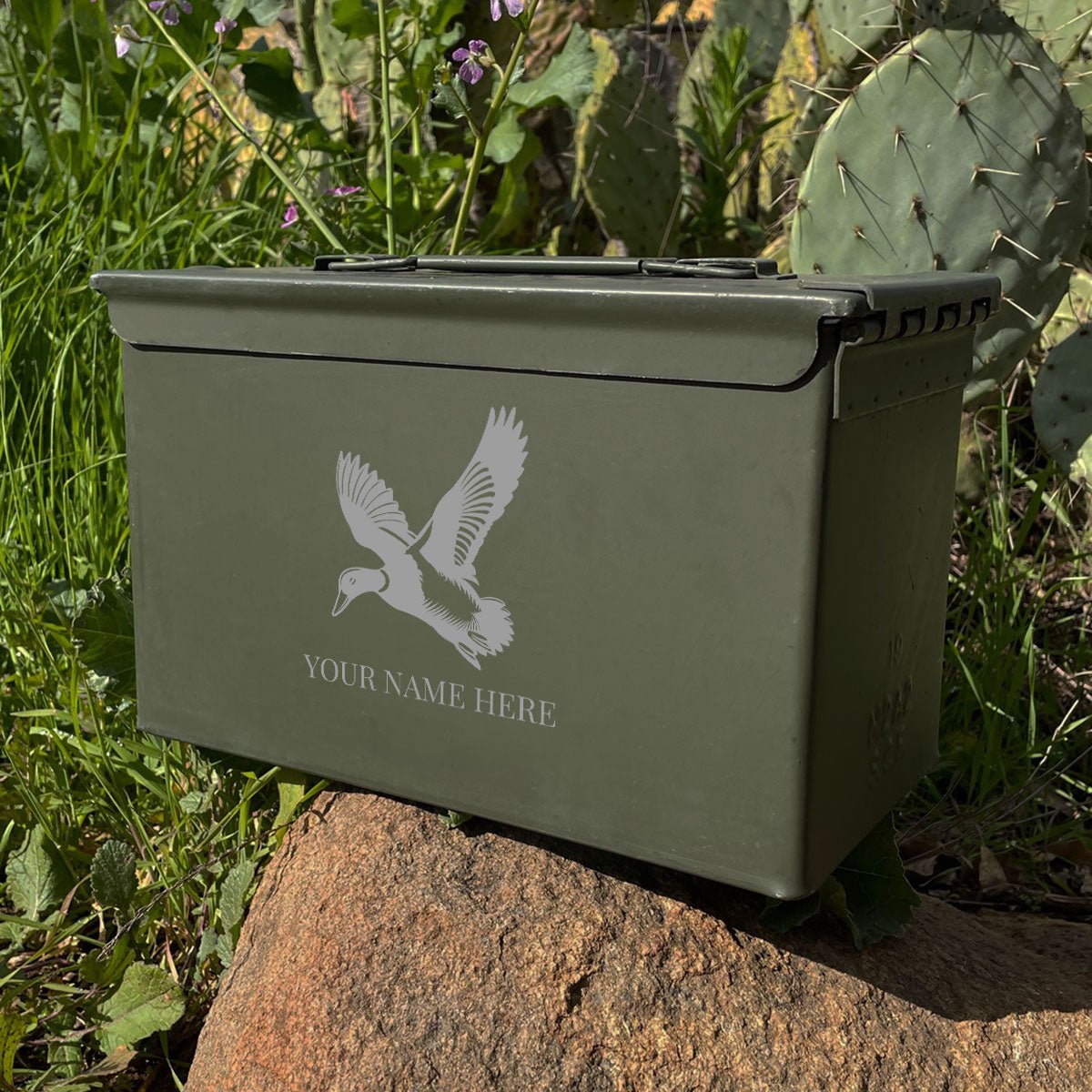 Laser Engraved - DUCK - Used Grade 1 Ammo Cans - 30 Cal, 50 Cal or Fat 50