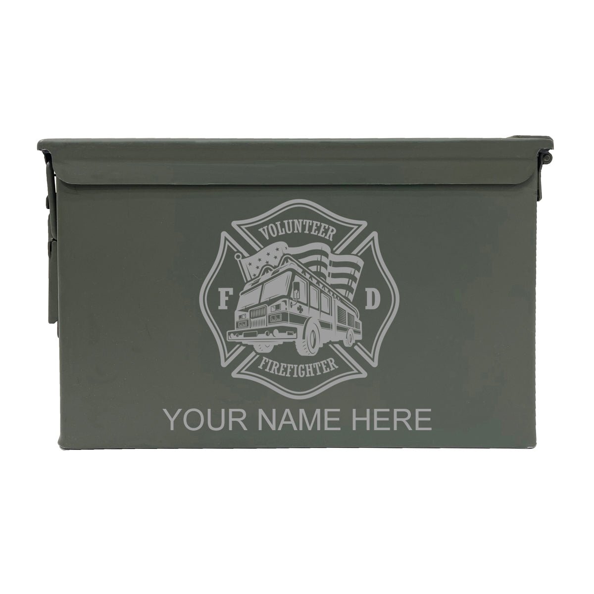 Laser Engraved - FIREFIGHTER VOLUNTEER - Used Grade 1 Ammo Cans - 30 Cal, 50 Cal or Fat 50