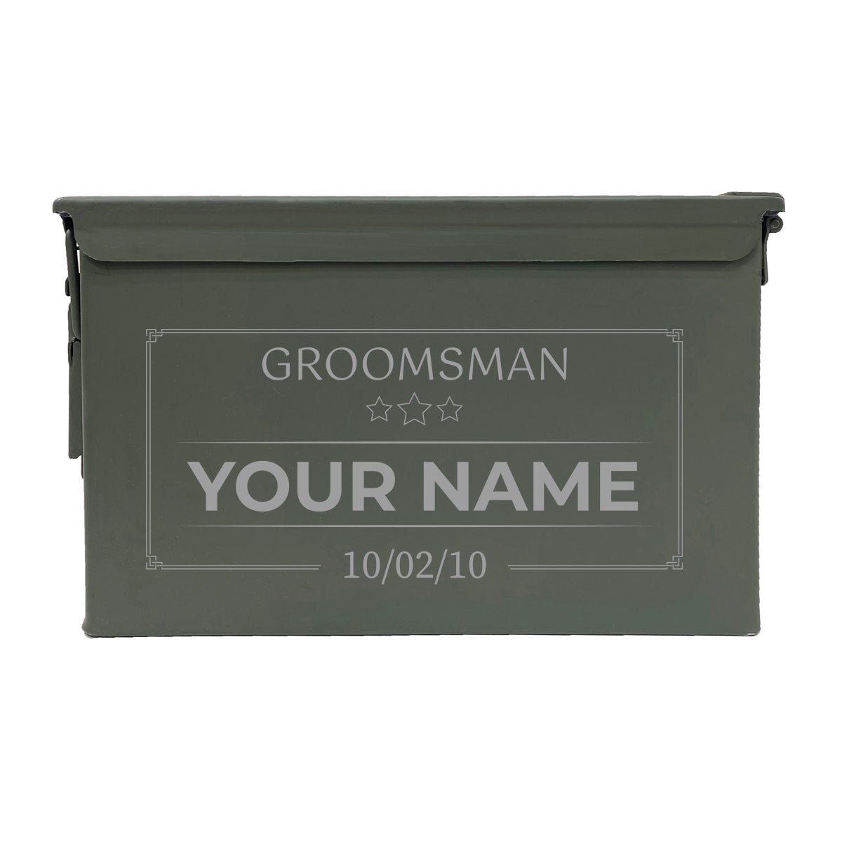 Laser Engraved - GROOMSMAN STARS - Used Grade 1 Ammo Cans - 30 Cal, 50 Cal or Fat 50