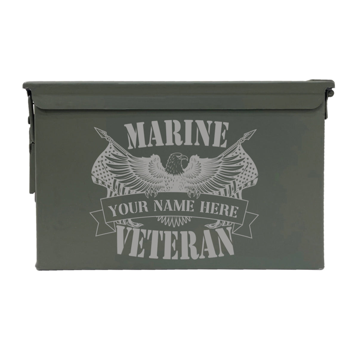 Laser Engraved - MARINE - Veteran Used Grade 1 Ammo Cans - 30 Cal, 50 Cal or Fat 50