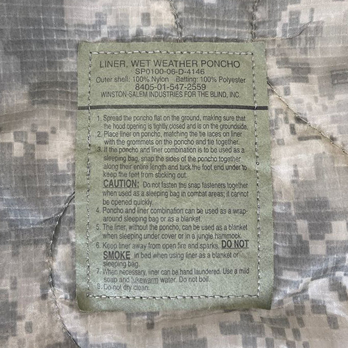 US Army ACU Wet Weather Poncho Liner Combo