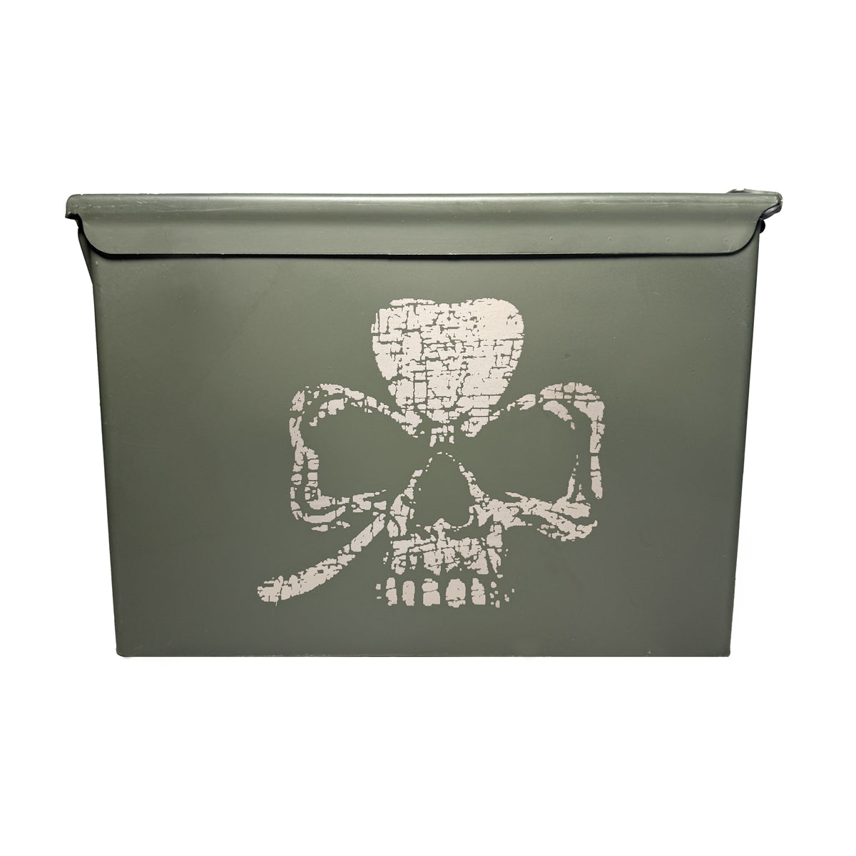 Laser Engraved Ammo Can "Clover Skull" Used Grade 1 Ammo Can