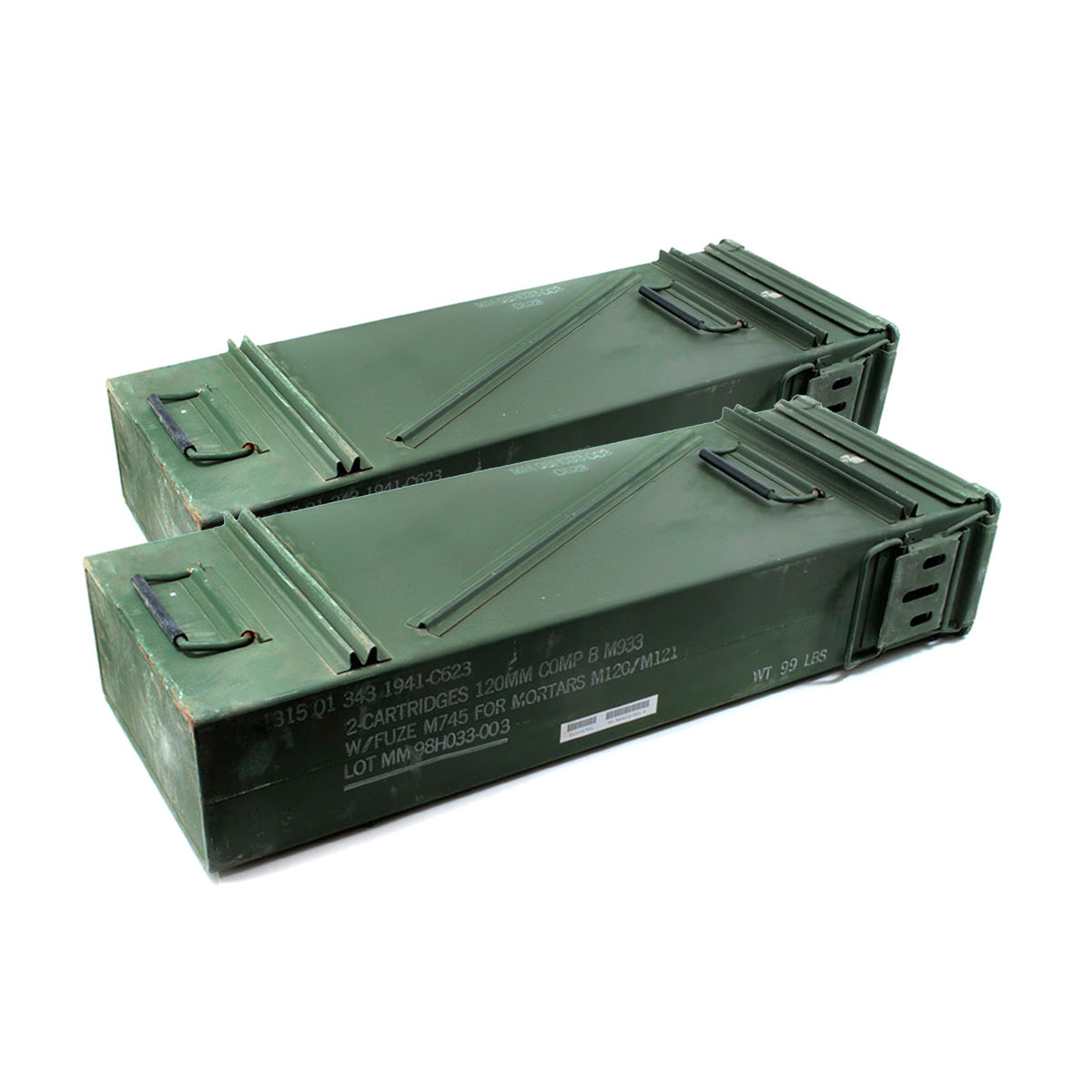 120mm Surplus Ammo Can Grade 1 - NSN: 8140-01-380-5857 2 Pack