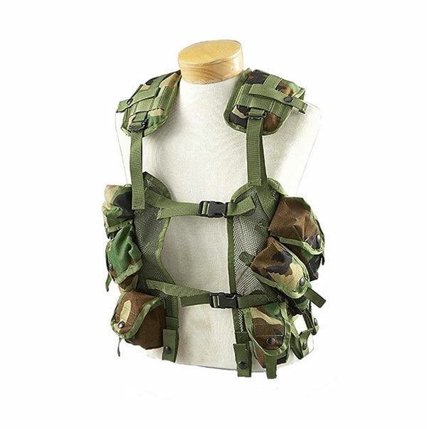 Military Enhanced Tactical Load Bearing Vest LBV Paintball Air Soft Color: Woodland Camo