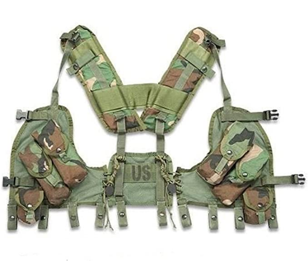 Military Enhanced Tactical Load Bearing Vest LBV Paintball Air Soft Color: Woodland Camo