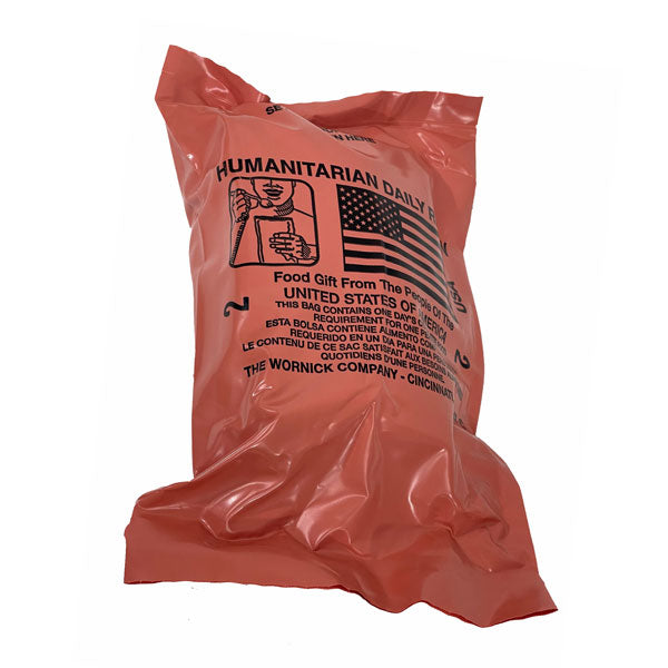 MRE Meals Ready to Eat Humanitarian Daily Rations (No Heater) - Single Meal (2 Servings)