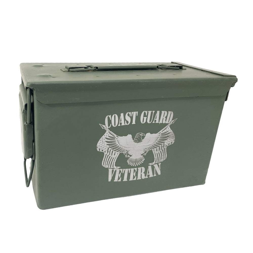 One (1) Laser Engraved "VETERAN - COAST GUARD" Used Grade 1 Ammo Can with or w/o Lock Kit