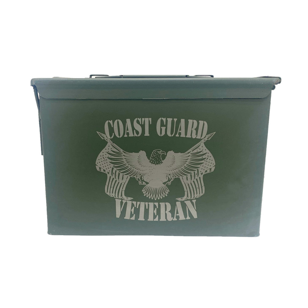 One (1) Laser Engraved "VETERAN - COAST GUARD" Used Grade 1 Ammo Can with or w/o Lock Kit