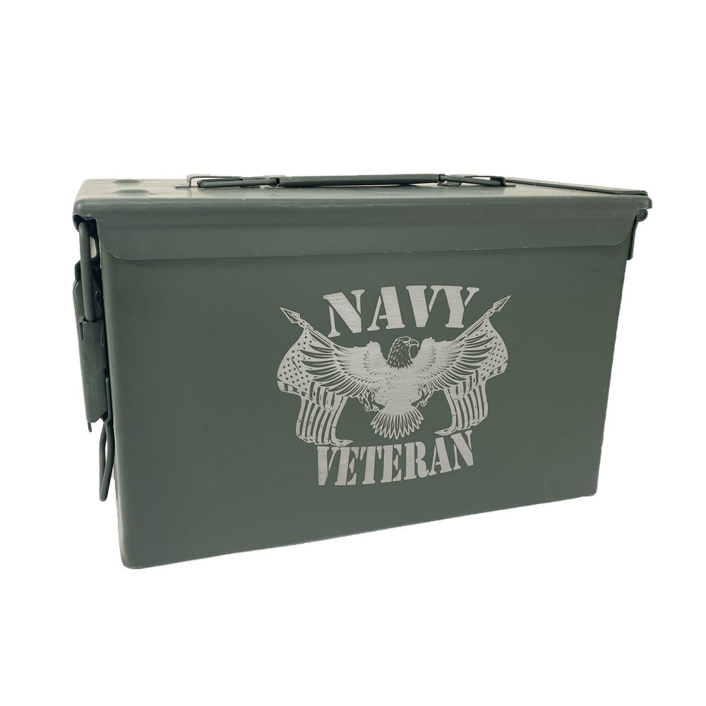 One (1) Laser Engraved "VETERAN - NAVY" Used Grade 1 Ammo Can with or w/o Lock Kit