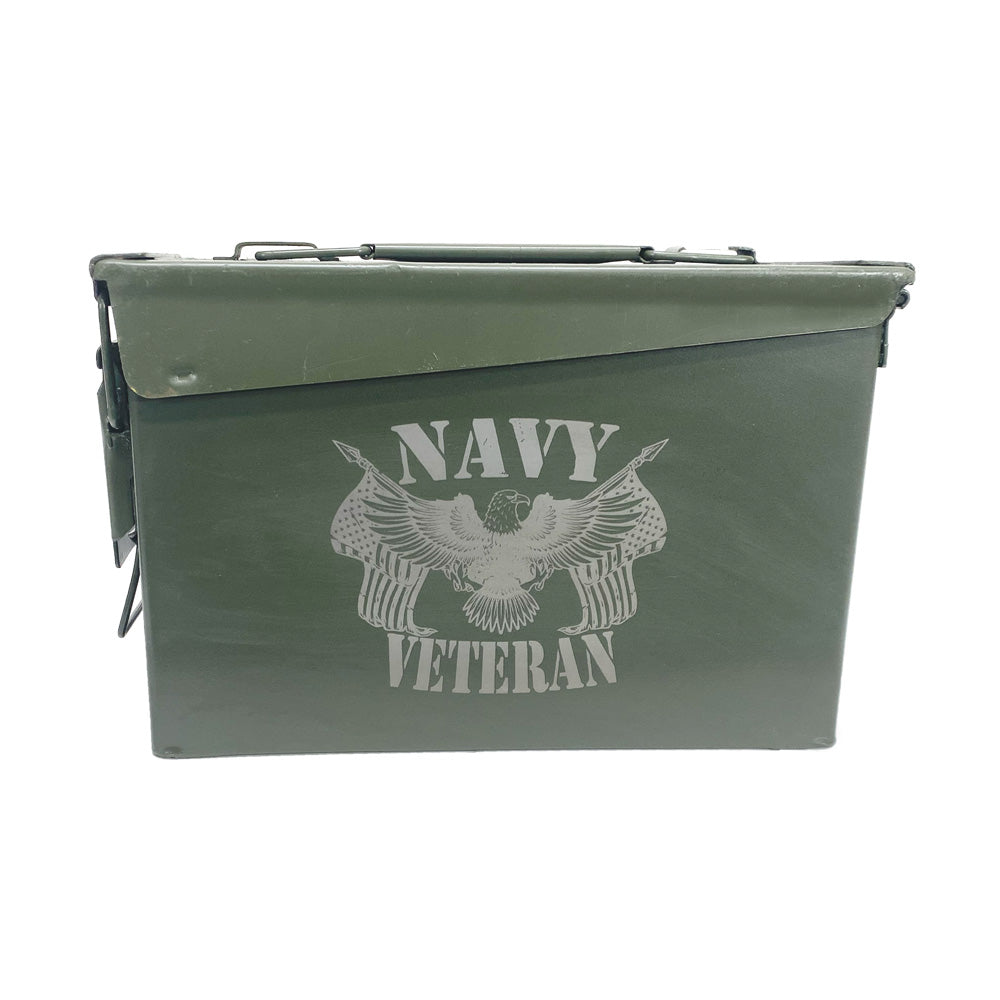 One (1) Laser Engraved "VETERAN - NAVY" Used Grade 1 Ammo Can with or w/o Lock Kit