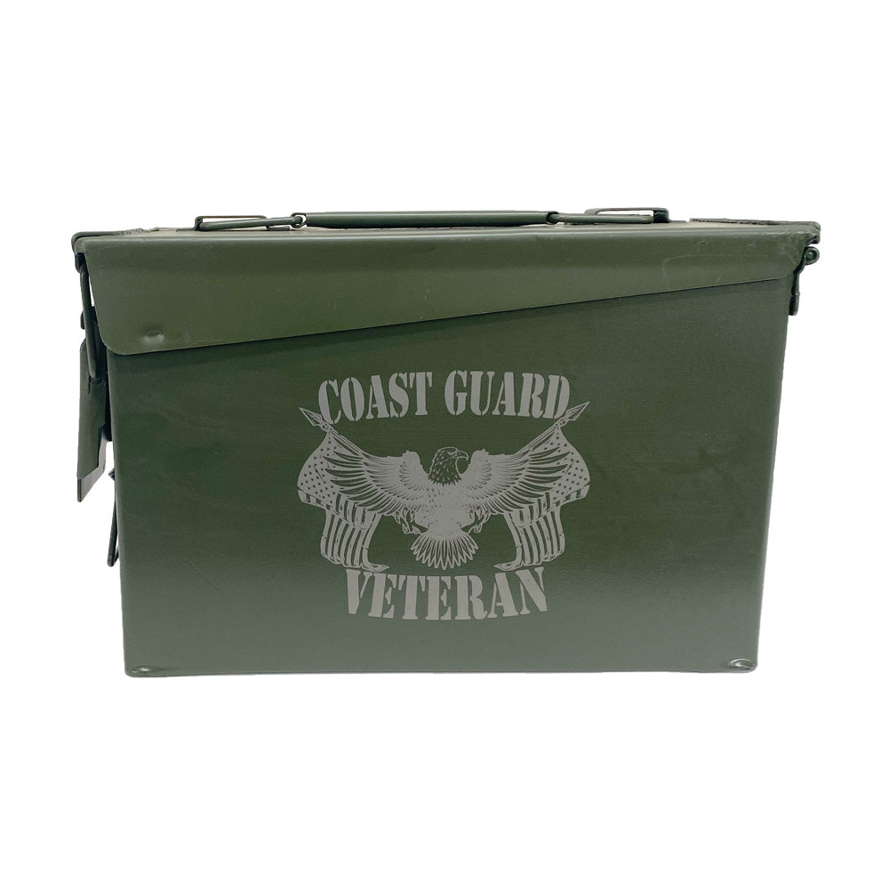 One (1) Laser Engraved "VETERAN - COAST GUARD" Used Grade 1 Ammo Can with or w/o Lock Kit