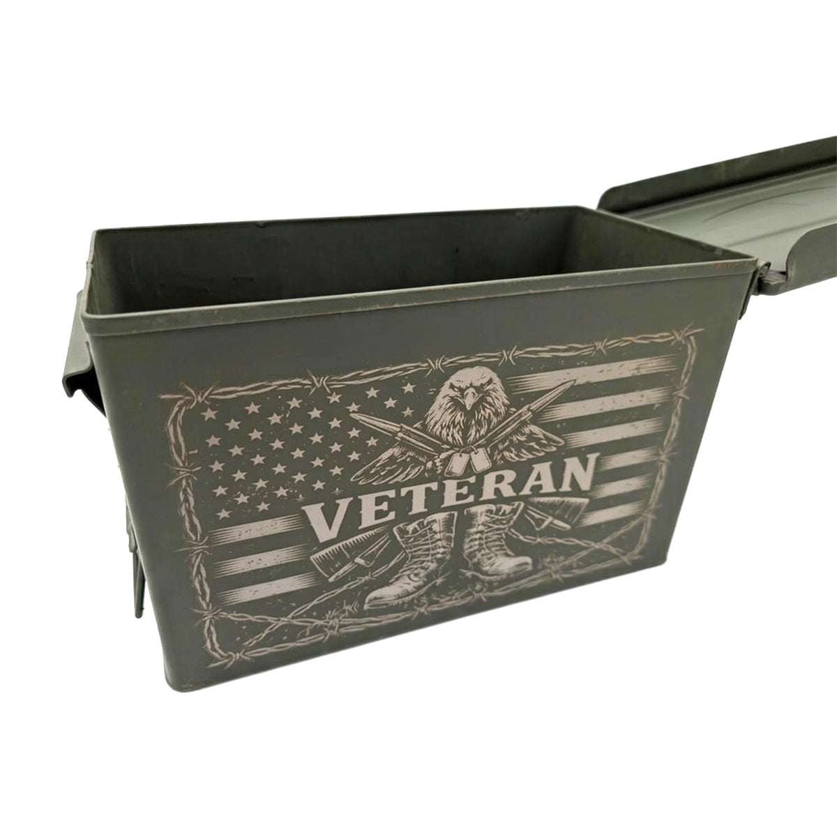 Laser Engraved Ammo Can "Veteran. Eagle" Used Grade 1 Ammo Can