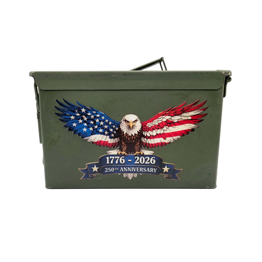 30 Cal, 50 Cal or Fat 50 Cal Eagle Ammo Can 250th