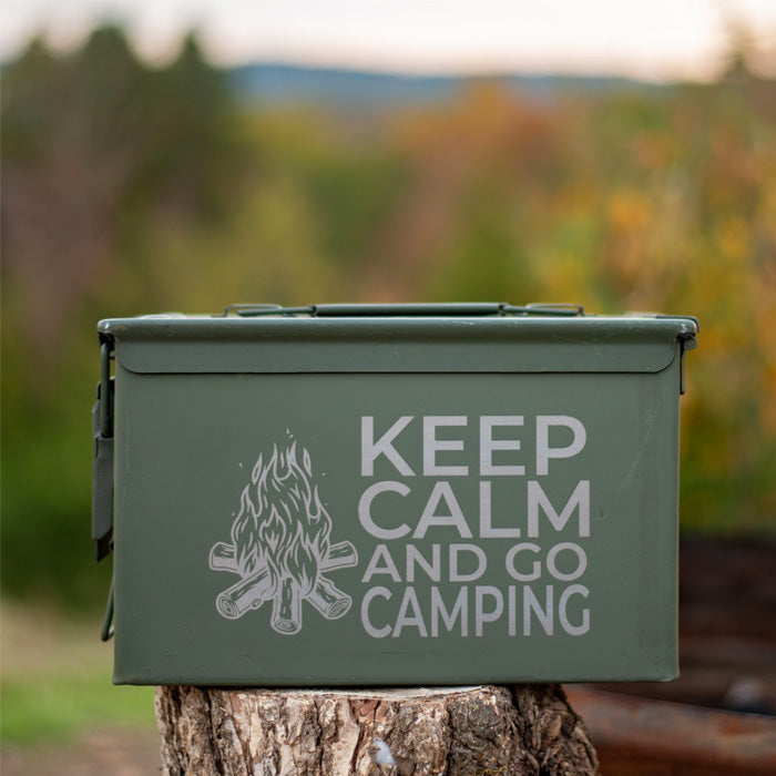 Laser Engraved "Veteran"Grade 1 30 Cal Ammo Cans - Keep Calm Go Camping