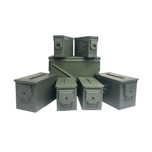 Ammo Can "7 - Can Jumbo Combo Pack" (2) Fat 50 Cal (2) 30 Cal, (2) 50 Cal, and (1) 20mm M548