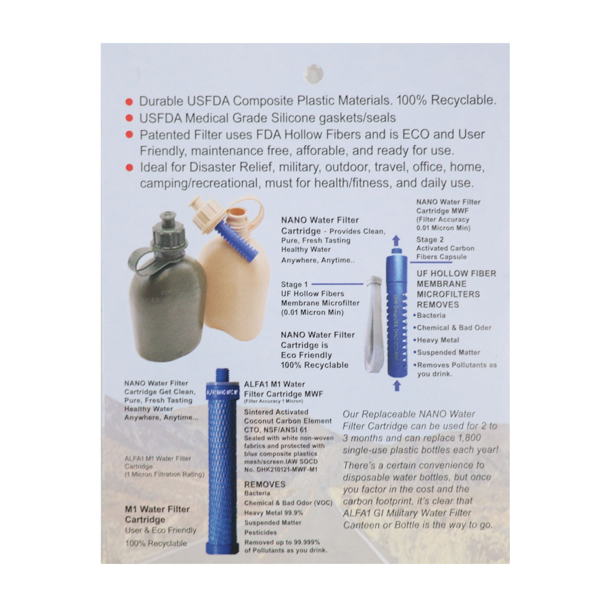 ALFA1 GI Military Water Filter Canteen - Eco Friendly