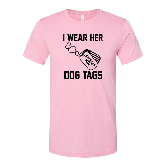 T-SHIRT "I WEAR HER DOG TAGS" - Heather CVC Colors